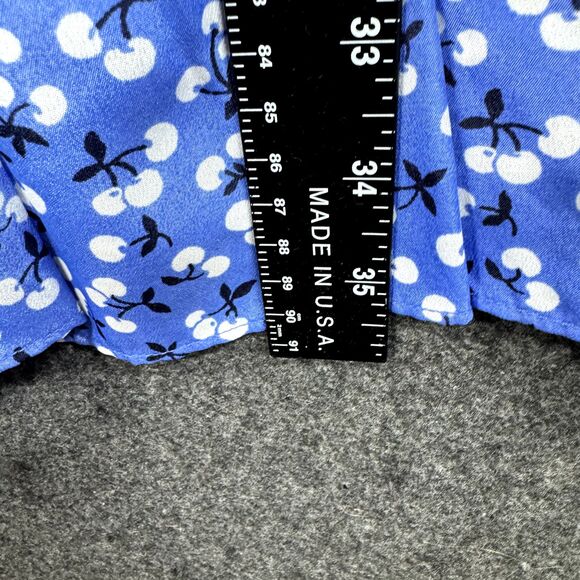 Eliza J Dress Women's 6 Blue Printed Cherry Print 3/4 Balloon Sleeve Fit & Flare - Picture 7 of 9